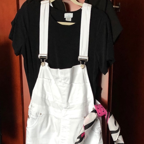 American Bazi Pants - American Bazi white skinny overalls.